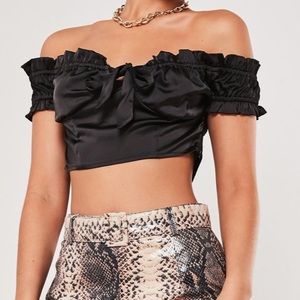 Misguided off the shoulder black silk like top